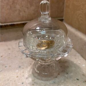 OOAK Crystal Pedestal Jewelry Holder / Keepsake Dish